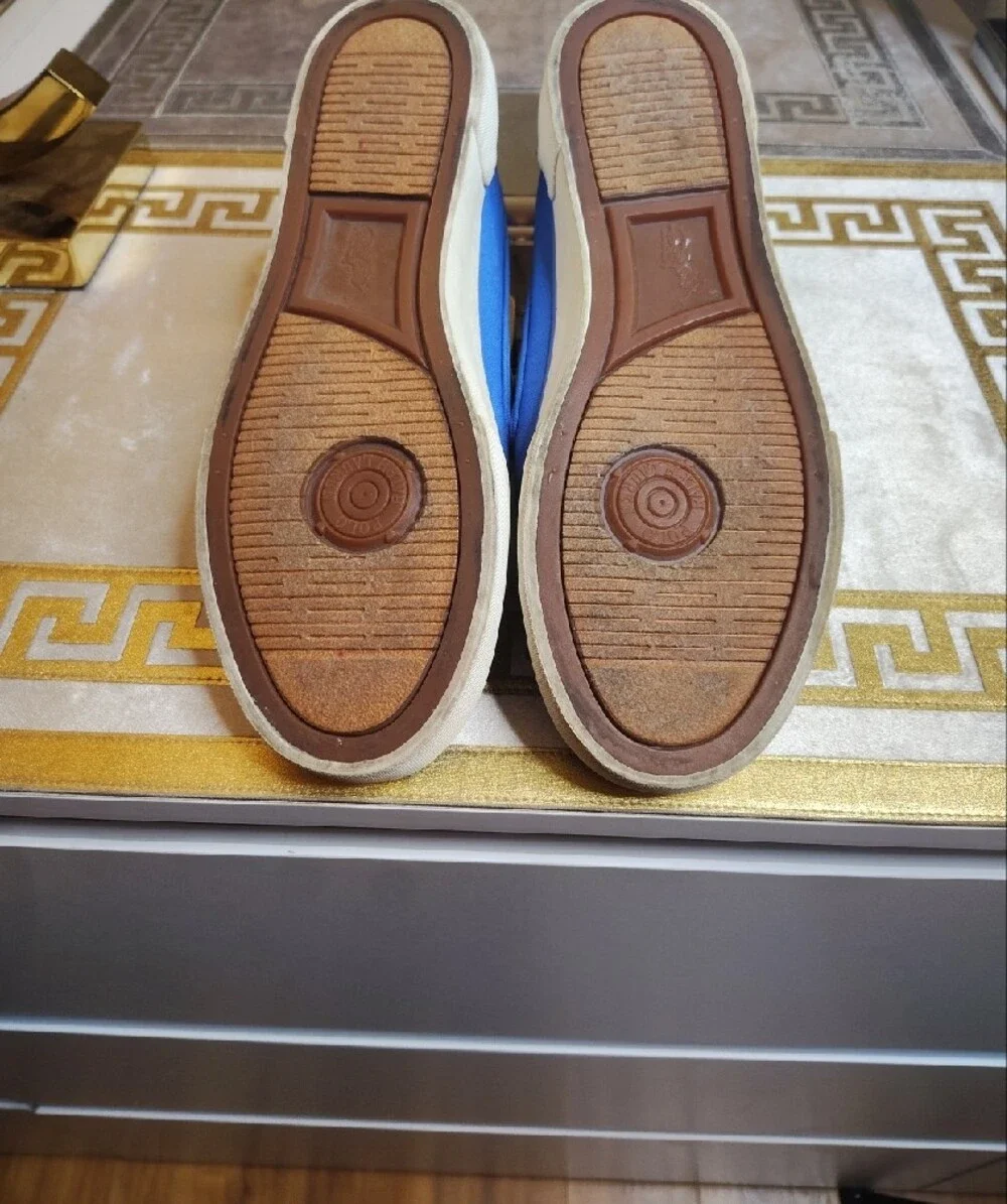 Polo by Ralph Lauren Blue Canvas Boat Shoes with Brown Laces Size 9.5 D